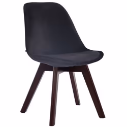 Chaise de salle à manger - Design Scandinave - Velours Noir - Piètement Bois Marron - Confort Optimal - 1 Place