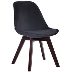 Chaise de salle à manger - Design Scandinave - Velours Noir - Piètement Bois Marron - Confort Optimal - 1 Place