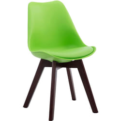 Chaise de salle à manger x1 design scandinave en pvc et plastique vert et piètement à 4 pieds en bois marron 100003295