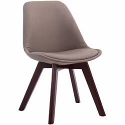 Chaise de salle à manger - Design Scandinave - Tissu Taupe - Piètement Bois Marron - Confort Optimal - 1 Place