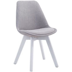 Chaise de salle à manger x1 design scandinave en tissu gris et piètement à 4 pieds en bois blanc 100003315