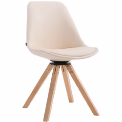 Chaise de salle à manger - Moderne - Pivotante - PVC crème - Piètement en bois clair - Confort optimal