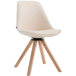 Chaise de salle à manger - Moderne - Pivotante - PVC crème - Piètement en bois clair - Confort optimal