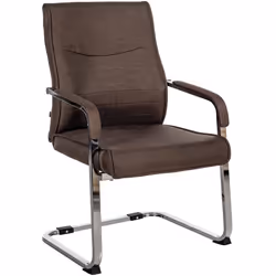 Fauteuil de bureau - MARQUE - Modèle - Tissu marron - Piétement en métal chromé - 1 place