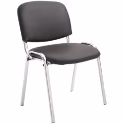 Chaise visiteur empilable - Zone dattente - PVC marron - Piétement métal chrome - Confortable - 1 place
