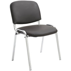 Chaise visiteur empilable - Zone dattente - PVC marron - Piétement métal chrome - Confortable - 1 place