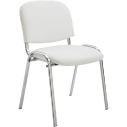 Décoshop26 - Chaise visiteur empilable zone d'attente en pvc blanc piètement à 4 pieds en métal chromé 100003366