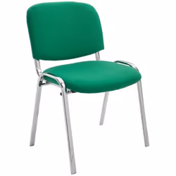 Chaise visiteur empilable - Zone dattente - Tissu vert - Piètement métal chromé - Confortable - 1 place