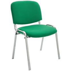 Chaise visiteur empilable - Zone dattente - Tissu vert - Piètement métal chromé - Confortable - 1 place