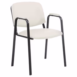 Chaise visiteur - Non spécifié - Modèle 10_0003380 - PVC crème - Métal noir - Accoudoirs intégrés