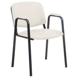 Chaise visiteur - Non spécifié - Modèle 10_0003380 - PVC crème - Métal noir - Accoudoirs intégrés