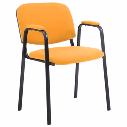 Chaise visiteur - Non spécifié - Tissu orange - Accoudoirs intégrés - 4 pieds métal noir - Confortable et design