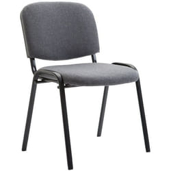 Chaise visiteur empilable - Zone dattente - Tissu gris - Piètement métal noir - Confortable et moderne