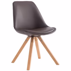 Chaise de cuisine - Scandinave - Marron - Assise en PVC - 4 pieds en bois - Design moderne