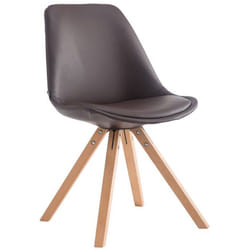 Chaise de cuisine - Scandinave - Marron - Assise en PVC - 4 pieds en bois - Design moderne