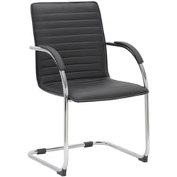 Chaise visiteur fauteuil de bureau avec accoudoirs assise en pvc noir piètement luge métallique 100003420