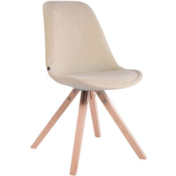 Chaise de salle à manger design scandinave en velours crème et pieds en bois clair forme carré 100003438