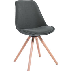 Chaise de salle à manger design scandinave en tissu gris foncé et pieds en bois clair forme rond 100003452
