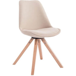 Chaise de salle à manger design scandinave en tissu crème et pieds en bois clair forme carré 100003457