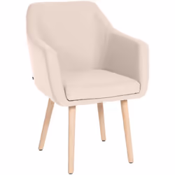 Chaise de salon - Non spécifié - 10_0003487 - Tissu beige - Bois de chêne - Accoudoirs inclus