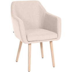 Chaise de salon - Non spécifié - 10_0003487 - Tissu beige - Bois de chêne - Accoudoirs inclus