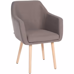 Chaise de salon - MARQUE - Modèle - Tissu taupe - Bois de chêne - Accoudoirs confortables