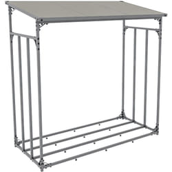 Range-bûches étagère support bois de cheminée 145x143 cm en aluminium laqué anthracite 100003584