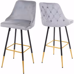 2x tabourets de bar comptoir chaise haute pieds dorés en velours design rétro gris Contenu de la livraison : 2x tabourets de  ...
