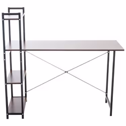 Bureau - Retro - 10_0003613 - Bois Noyer - Métal Noir - Colonne de Rangement