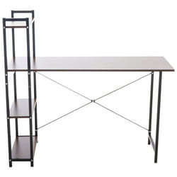 Bureau - Retro - 10_0003613 - Bois Noyer - Métal Noir - Colonne de Rangement