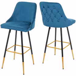 2x tabourets de bar comptoir chaise haute pieds dorés en velours design rétro pétrole Contenu de la livraison : 2x tabourets  ...