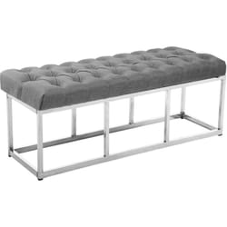 Décoshop26 - Banquette banc capitonné rembourré 120 cm avec pieds en acier inoxydable tissu gris 100003645