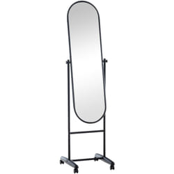 Miroir sur pieds avec roulettes forme ovale 113 x 33 cm cadre métallique noir 100003723
