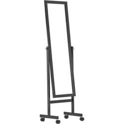 Miroir sur pied avec roulettes cadre en bois noir miroir est inclinable 100003728