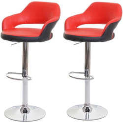 Lot de 2 tabourets de bar chaises de comptoir en synthétique rouge et noir 040000142
