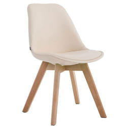 Chaise de salle a manger x1 style scandinave en PVC creme support 4 pieds en bois couleur clair 10_0003743