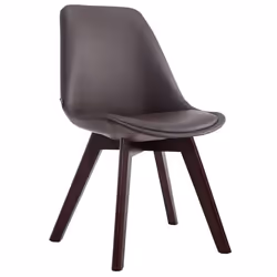 Chaise de salle a manger x1 style scandinave en PVC marron support 4 pieds en bois couleur noyer 10_0003747