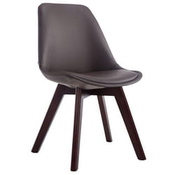 Chaise de salle a manger x1 style scandinave en PVC marron support 4 pieds en bois couleur noyer 10_0003747