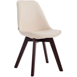 Chaise de salle à manger x1 style scandinave en pvc crème support 4 pieds en bois couleur noyer 100003748