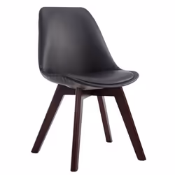 Chaise de salle à manger - Non spécifié - Style scandinave - PVC noir - Support en bois noyer - 1 place