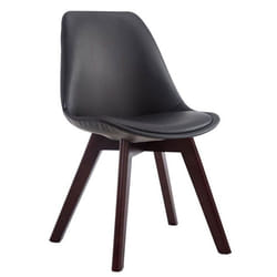 Chaise de salle à manger - Non spécifié - Style scandinave - PVC noir - Support en bois noyer - 1 place