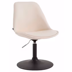 Chaise de salle à manger - Design - Pivotante - Hauteur réglable - Similicuir crème - Métal noir