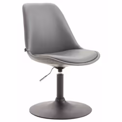 Chaise de salle à manger - Design - Pivotante - Hauteur réglable - Similicuir gris - Métal noir