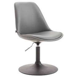 Chaise de salle à manger - Design - Pivotante - Hauteur réglable - Similicuir gris - Métal noir