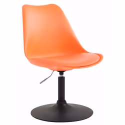 Chaise de salle à manger - Design - Orange - Hauteur réglable - Pivotante 360° - Pied en métal chrome