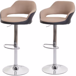 2x tabourets de bar pivotant, avec dossier synthétique taupe-noir Le tabouret de bar peut pivoter à 360° et la hauteur peut ê ...