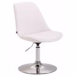 Chaise de salle à manger - Design - PVC blanc - Hauteur réglable - Pivotante 360° - Pied métal chrome