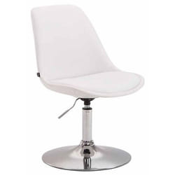 Chaise de salle à manger - Design - PVC blanc - Hauteur réglable - Pivotante 360° - Pied métal chrome