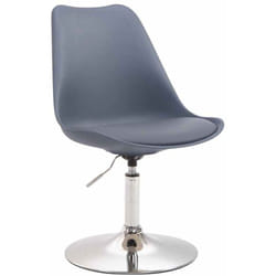 Chaise de salle à manger x1 pivotante hauteur réglable en plastique gris et pied trompette en métal chromé 100003779
