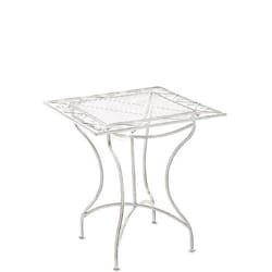 Table de jardin - Design rustique - Fer forgé - Blanc vieilli - 60x60 cm - Extérieur